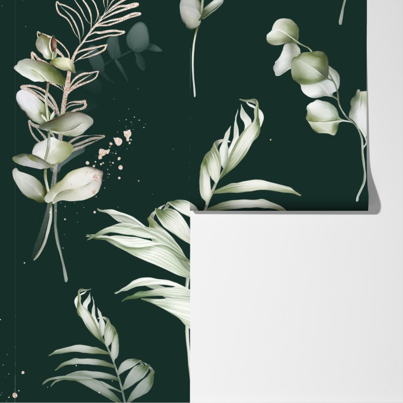 Fototapeta wzór eukaliptusa ze złotymi akcentami – Wallissimo® Fototapeta wzór eukaliptusa ze złotymi akcentami – Wallissimo®