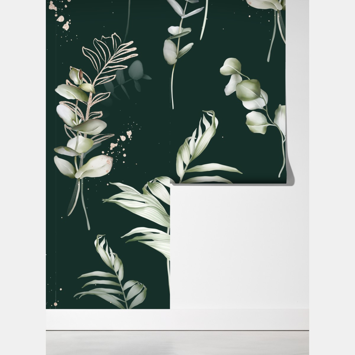 Fototapeta wzór eukaliptusa ze złotymi akcentami – Wallissimo® Fototapeta wzór eukaliptusa ze złotymi akcentami – Wallissimo®