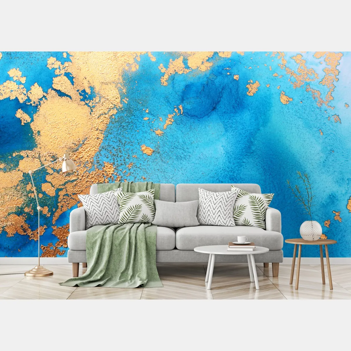 Fototapeta niebiesko-złota abstrakcyjna tekstura oceanu – Wallissimo® Fototapeta niebiesko-złota abstrakcyjna tekstura oceanu – Wallissimo®