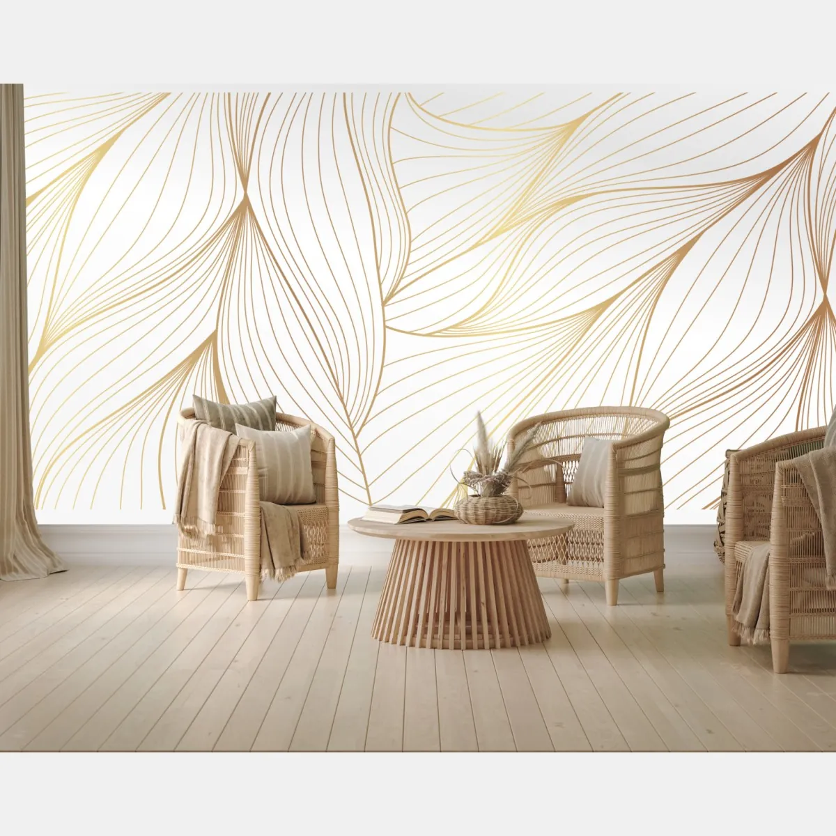 Fototapeta złote płynne linie abstrakcyjny wzór – Wallissimo® Fototapeta złote płynne linie abstrakcyjny wzór – Wallissimo®