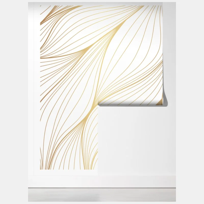 Fototapeta złote płynne linie abstrakcyjny wzór – Wallissimo® Fototapeta złote płynne linie abstrakcyjny wzór – Wallissimo®