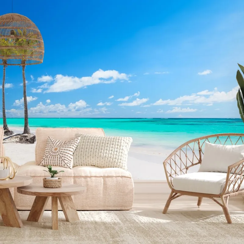 Wall mural tropical beach panorama in Punta Cana