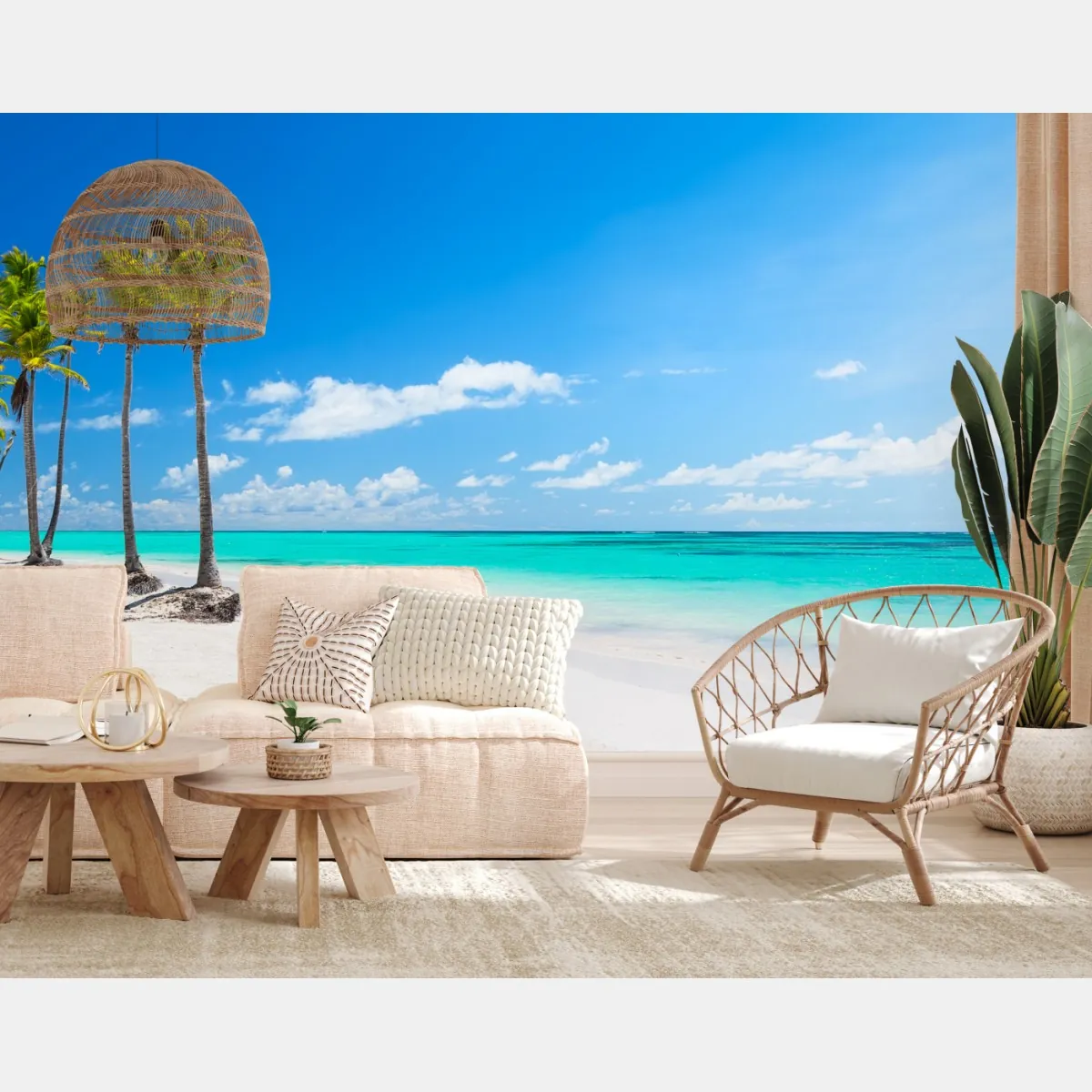 Fototapeta panorama tropikalnej plaży w Punta Cana – Wallissimo® Fototapeta panorama tropikalnej plaży w Punta Cana – Wallissimo®