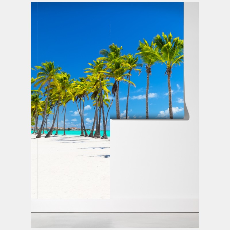 Fototapeta panorama tropikalnej plaży w Punta Cana – Wallissimo® Fototapeta panorama tropikalnej plaży w Punta Cana – Wallissimo®