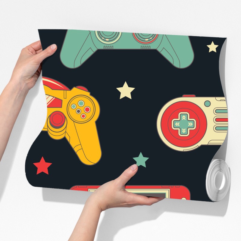 Fototapeta wzór retro padów do gier – Wallissimo® Fototapeta wzór retro padów do gier – Wallissimo®