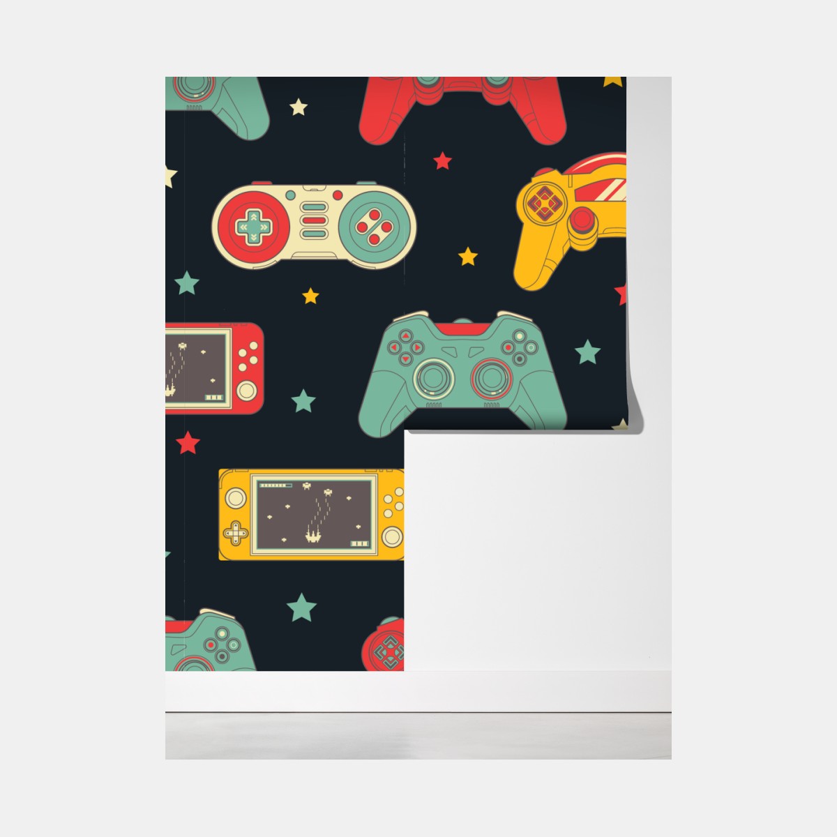 Fototapeta wzór retro padów do gier – Wallissimo® Fototapeta wzór retro padów do gier – Wallissimo®