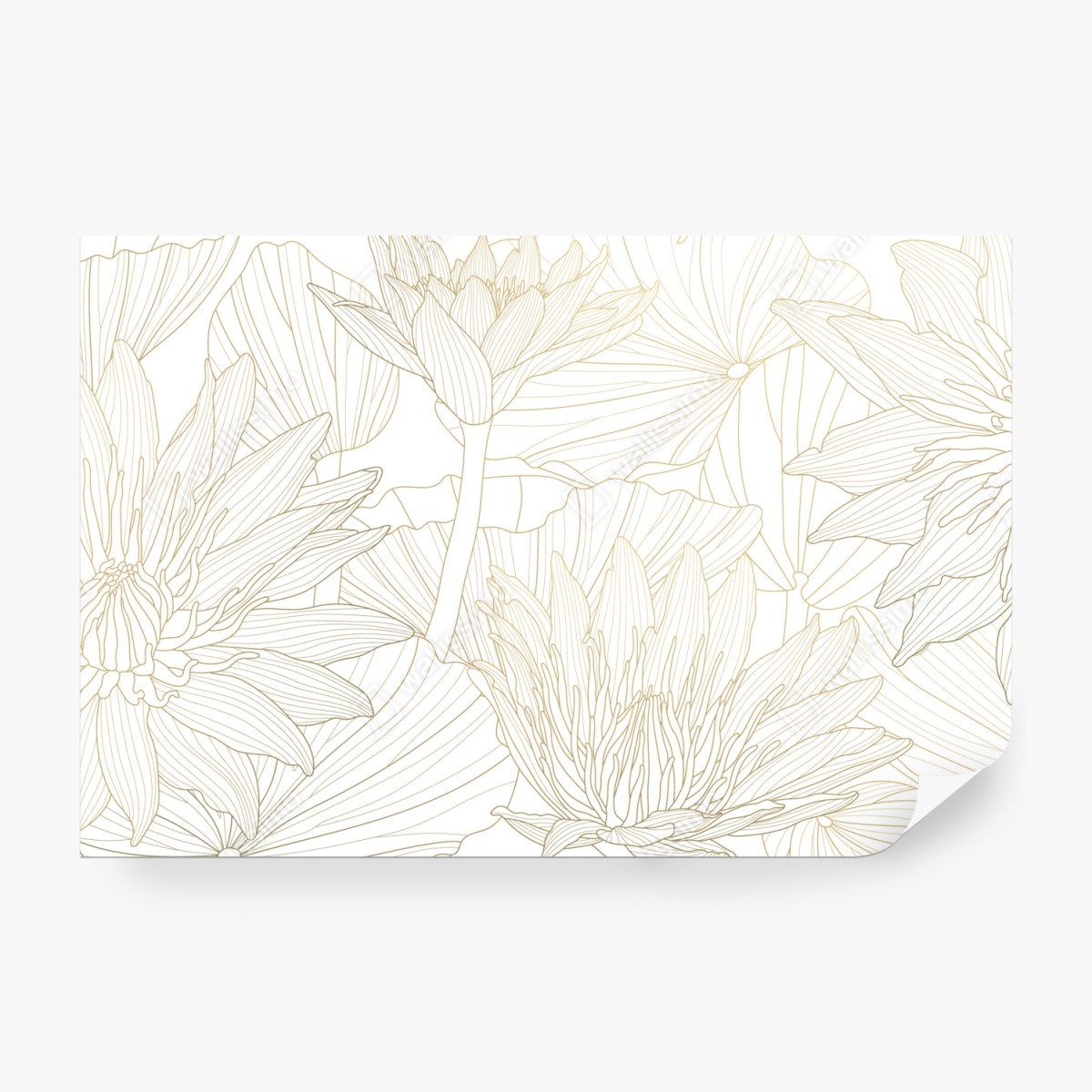 Fototapeta delikatny złoty rysunek kwiatowy – Wallissimo® Fototapeta delikatny złoty rysunek kwiatowy – Wallissimo®