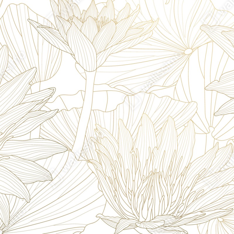 Fototapeta delikatny złoty rysunek kwiatowy – Wallissimo® Fototapeta delikatny złoty rysunek kwiatowy – Wallissimo®