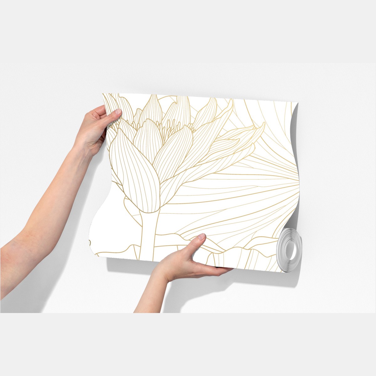 Fototapeta delikatny złoty rysunek kwiatowy – Wallissimo® Fototapeta delikatny złoty rysunek kwiatowy – Wallissimo®