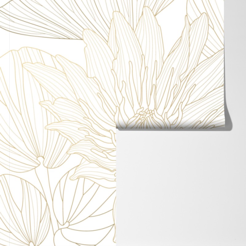 Fototapeta delikatny złoty rysunek kwiatowy – Wallissimo® Fototapeta delikatny złoty rysunek kwiatowy – Wallissimo®