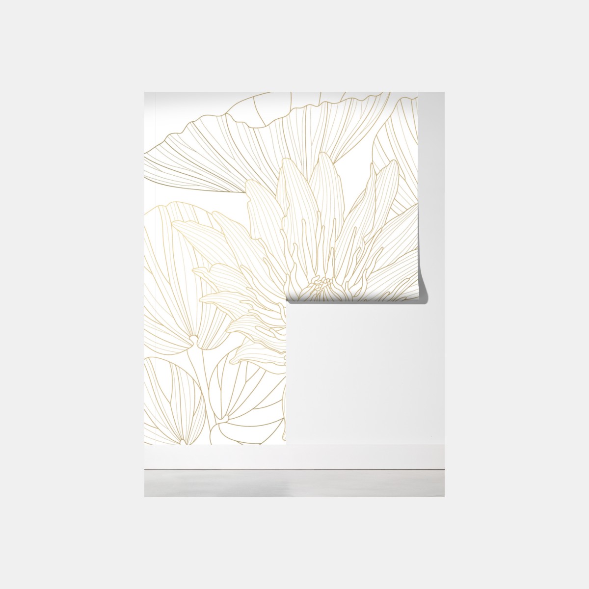 Fototapeta delikatny złoty rysunek kwiatowy – Wallissimo® Fototapeta delikatny złoty rysunek kwiatowy – Wallissimo®