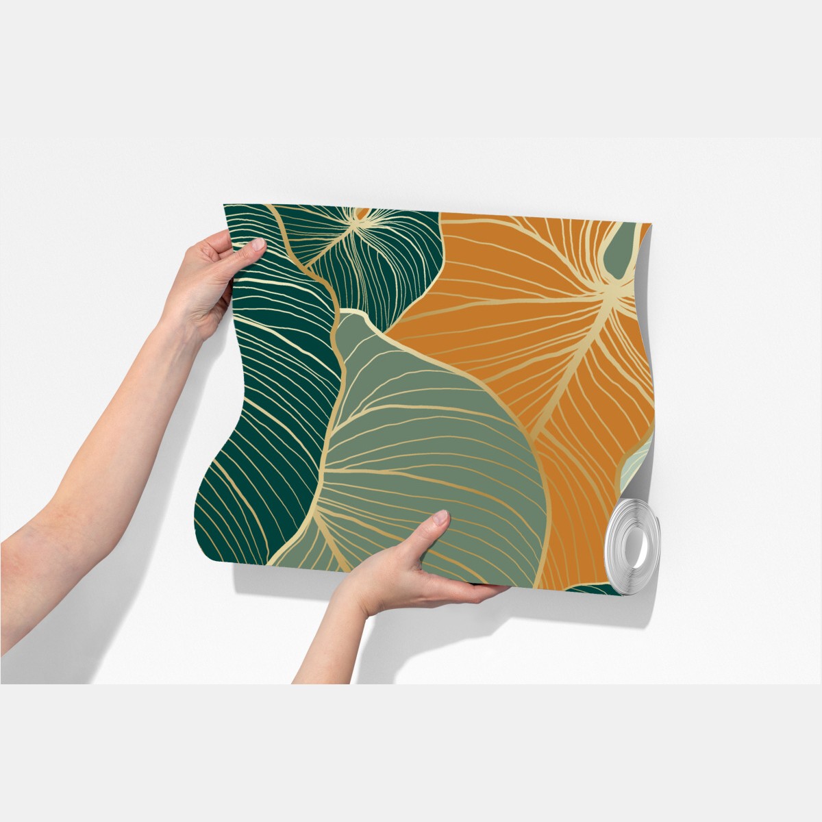 Fototapeta turkusowy i złoty botaniczny wzór liści – Wallissimo® Fototapeta turkusowy i złoty botaniczny wzór liści – Wallissimo®