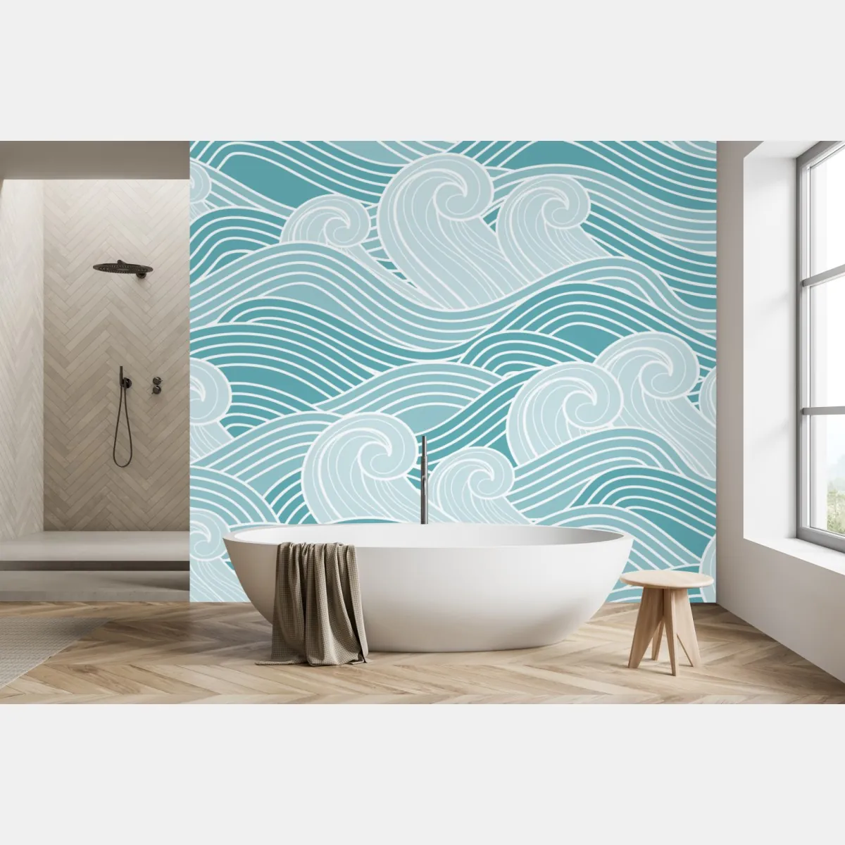 Fototapeta spokojny turkusowy wzór fal – Wallissimo® Fototapeta spokojny turkusowy wzór fal – Wallissimo®