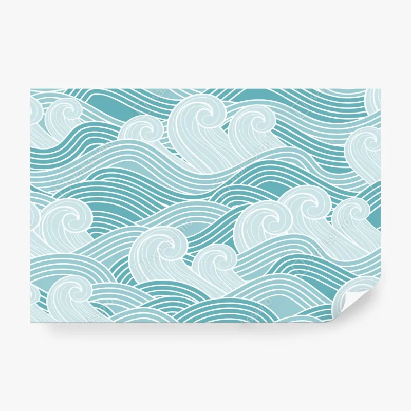 Wall mural serene turquoise wave pattern