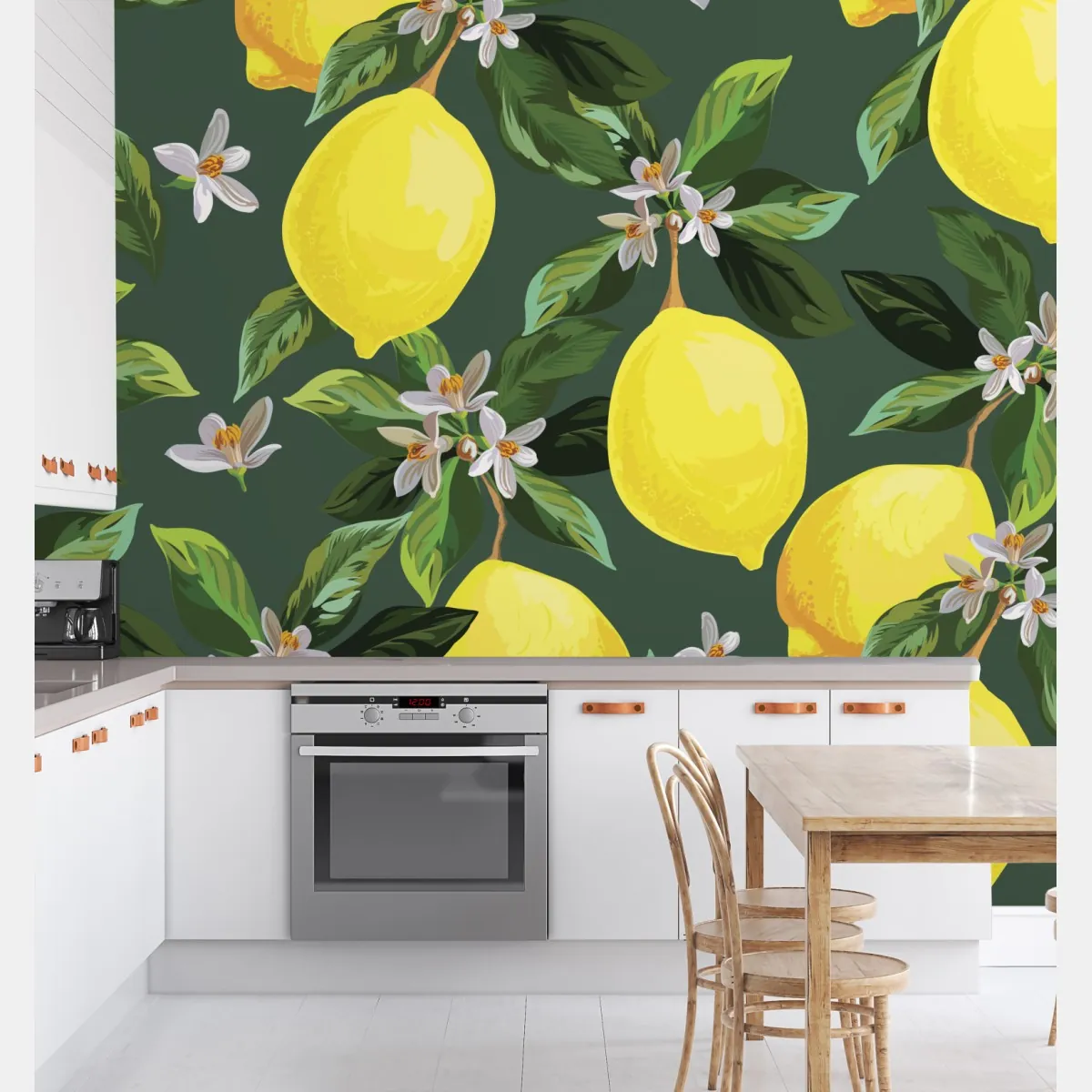 Fototapeta botaniczny wzór z cytrynami – Wallissimo® Fototapeta botaniczny wzór z cytrynami – Wallissimo®