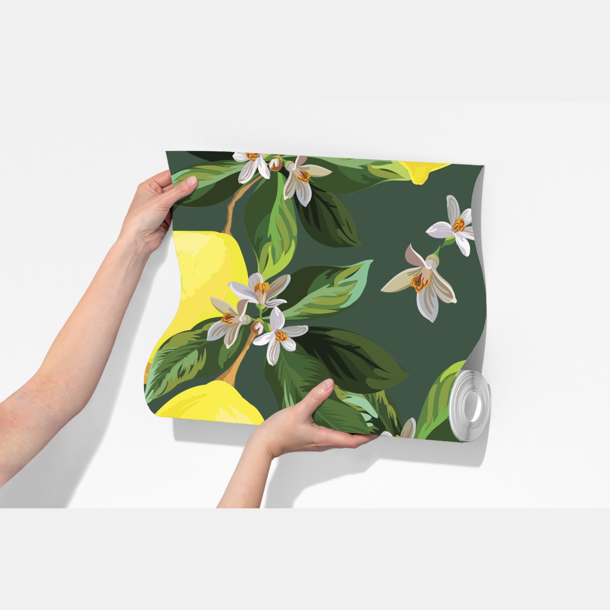 Fototapeta botaniczny wzór z cytrynami – Wallissimo® Fototapeta botaniczny wzór z cytrynami – Wallissimo®