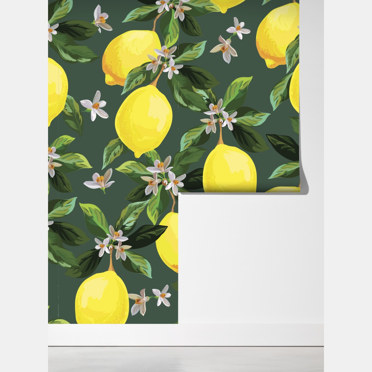 Fototapeta botaniczny wzór z cytrynami – Wallissimo® Fototapeta botaniczny wzór z cytrynami – Wallissimo®