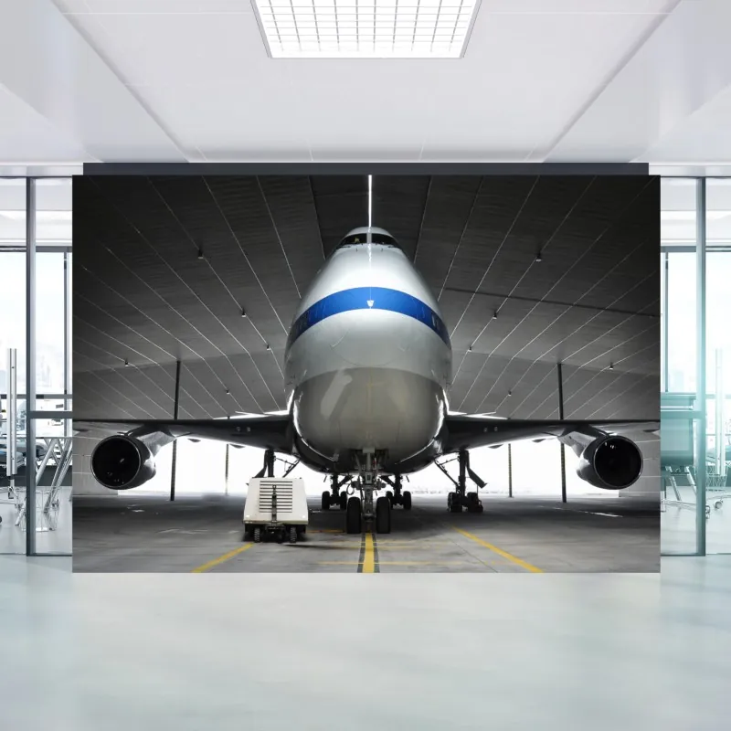 Wall mural front-facing cargo jet in hangar