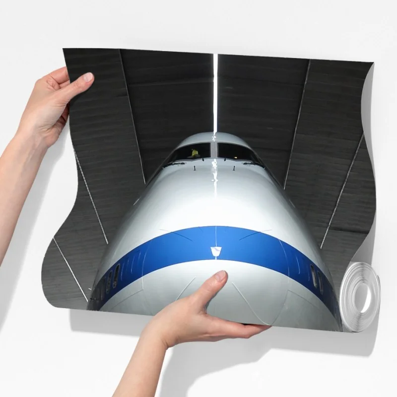 Fototapeta samolot towarowy w hangarze - widok z przodu – Wallissimo® Fototapeta samolot towarowy w hangarze - widok z przodu – Wallissimo®