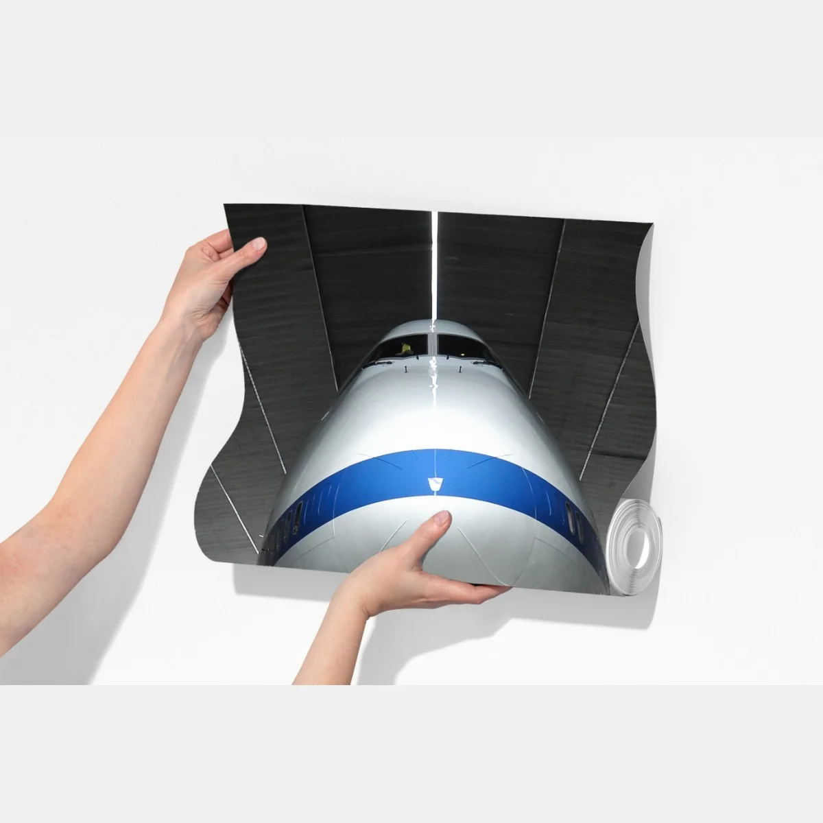 Fototapeta samolot towarowy w hangarze - widok z przodu – Wallissimo® Fototapeta samolot towarowy w hangarze - widok z przodu – Wallissimo®