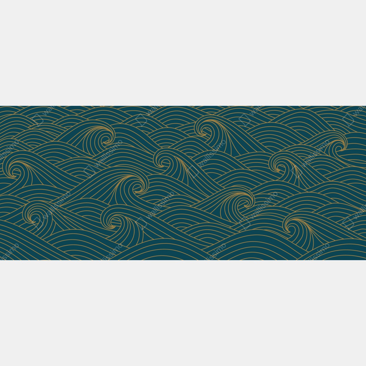 Fototapeta turkusowy wzór fal ze złotymi liniami – Wallissimo® Fototapeta turkusowy wzór fal ze złotymi liniami – Wallissimo®