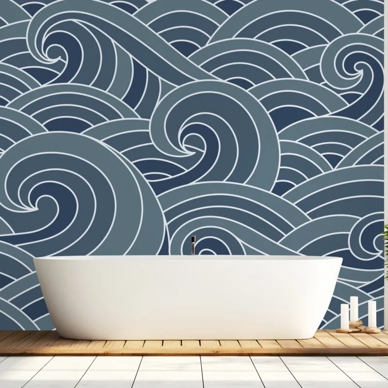 Wall mural stylized ocean wave pattern