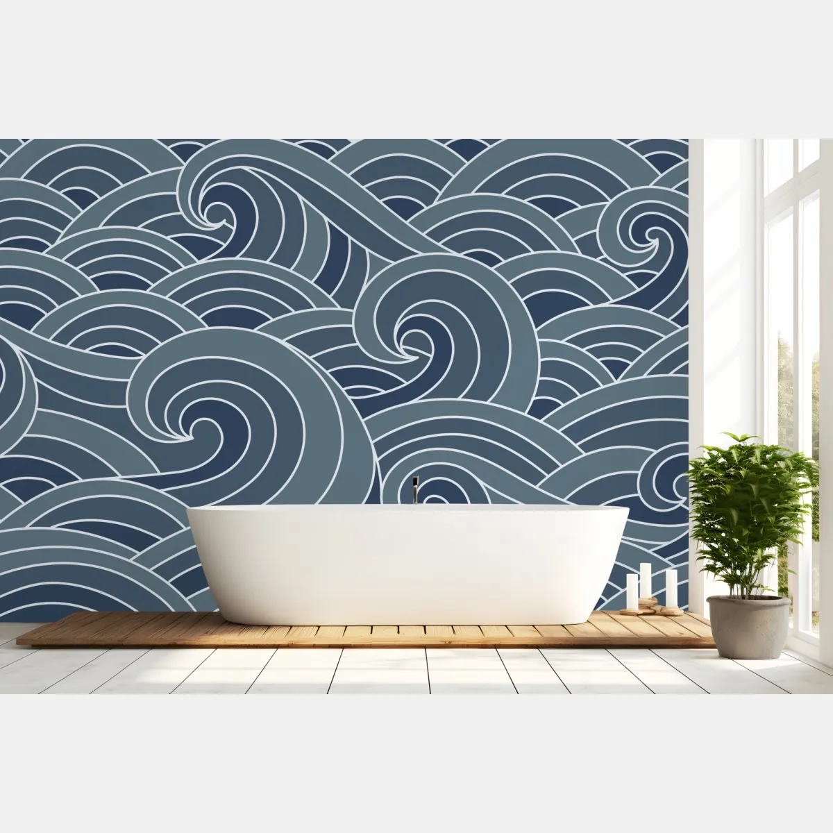 Fototapeta stylizowany wzór fal morskich – Wallissimo® Fototapeta stylizowany wzór fal morskich – Wallissimo®