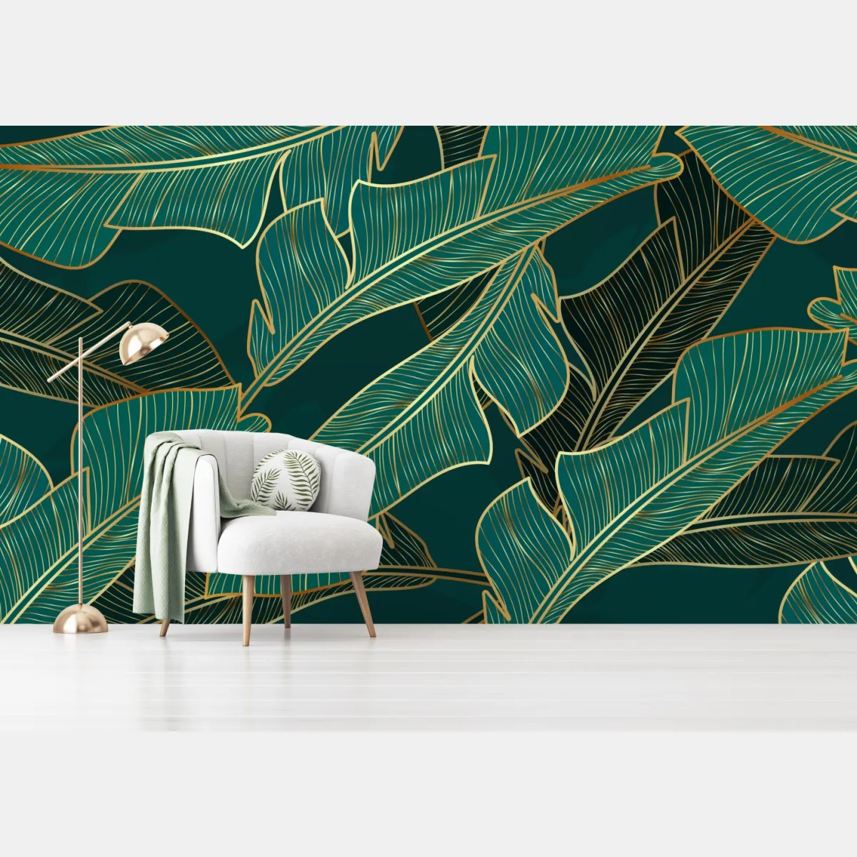 Fototapeta złote tropikalne liście bananowca – Wallissimo® Fototapeta złote tropikalne liście bananowca – Wallissimo®