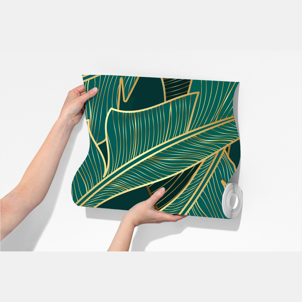 Fototapeta złote tropikalne liście bananowca – Wallissimo® Fototapeta złote tropikalne liście bananowca – Wallissimo®