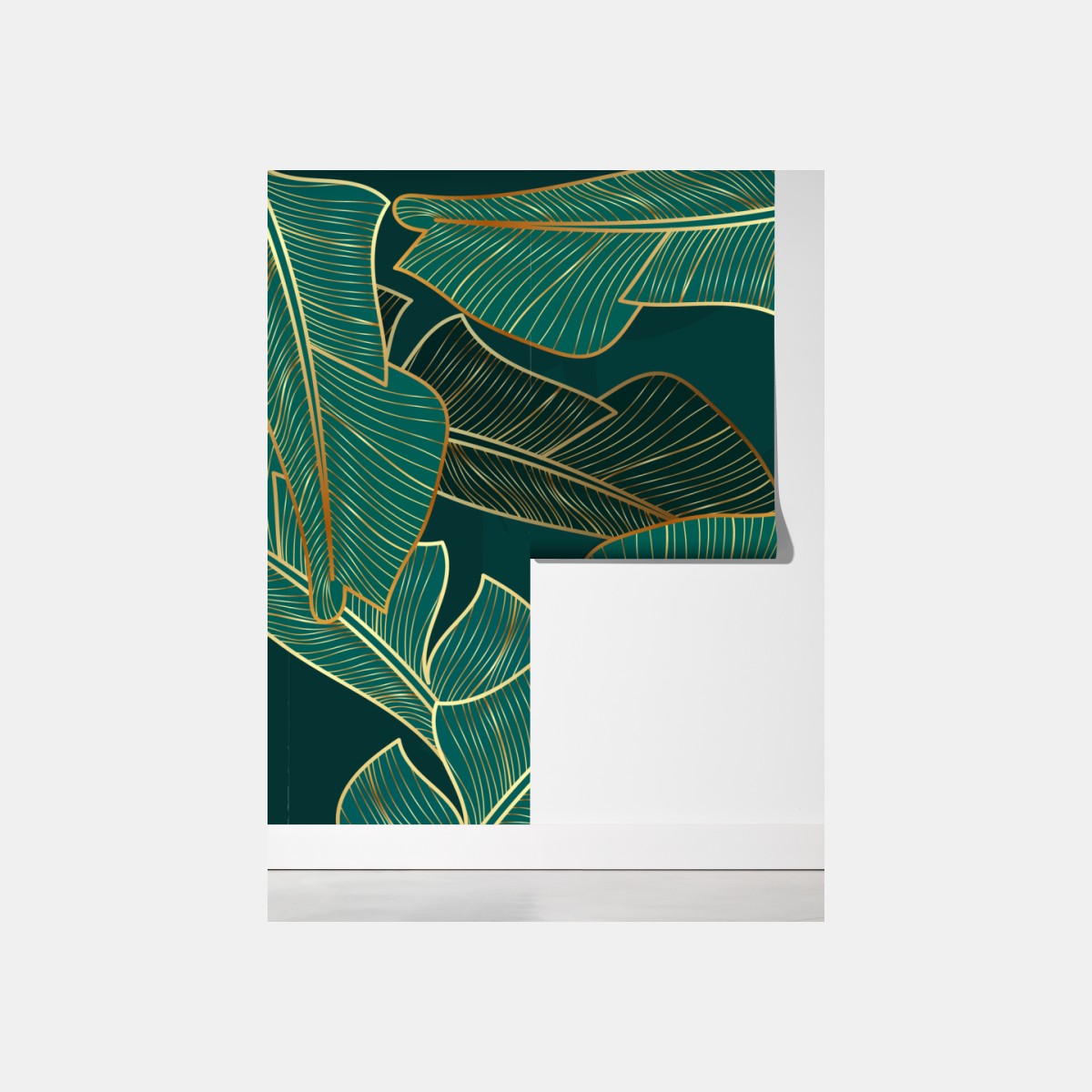 Fototapeta złote tropikalne liście bananowca – Wallissimo® Fototapeta złote tropikalne liście bananowca – Wallissimo®