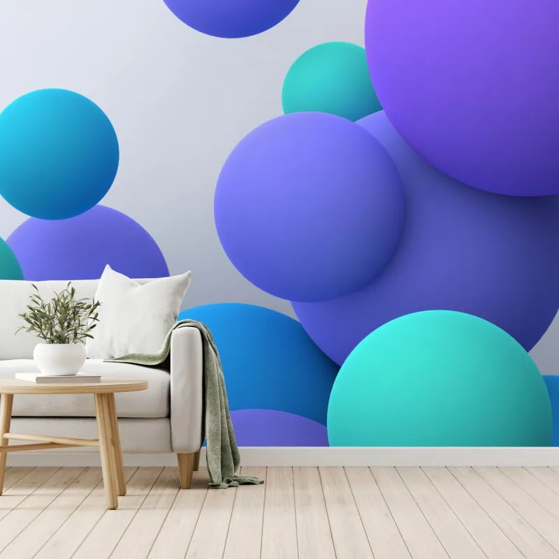 Wall mural colorful 3d floating spheres abstract art
