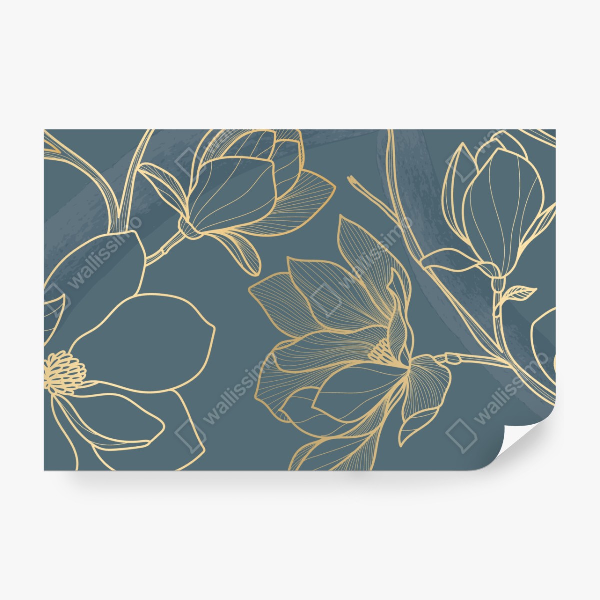 Fototapeta złota magnolia na turkusowym tle – Wallissimo® Fototapeta złota magnolia na turkusowym tle – Wallissimo®