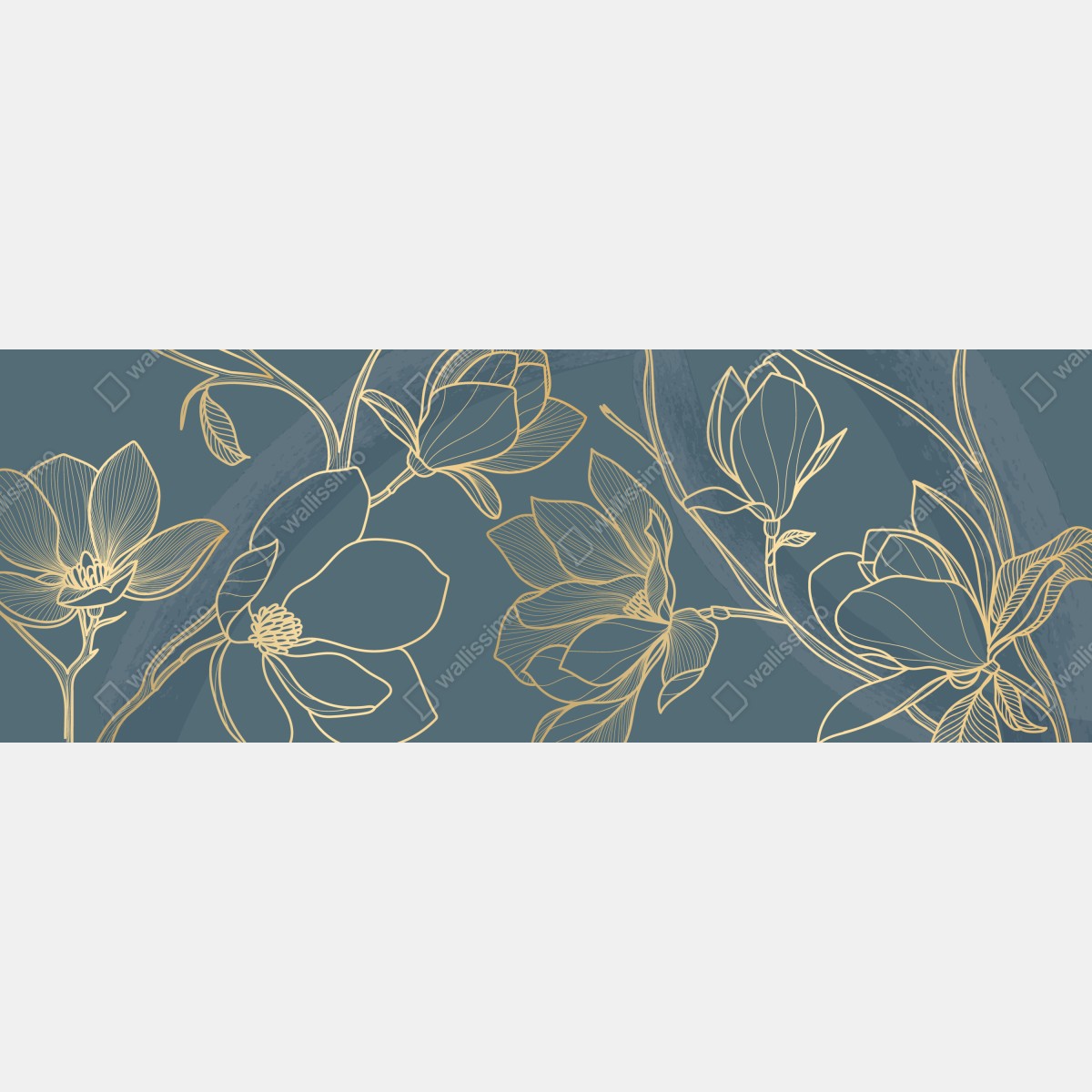 Fototapeta złota magnolia na turkusowym tle – Wallissimo® Fototapeta złota magnolia na turkusowym tle – Wallissimo®