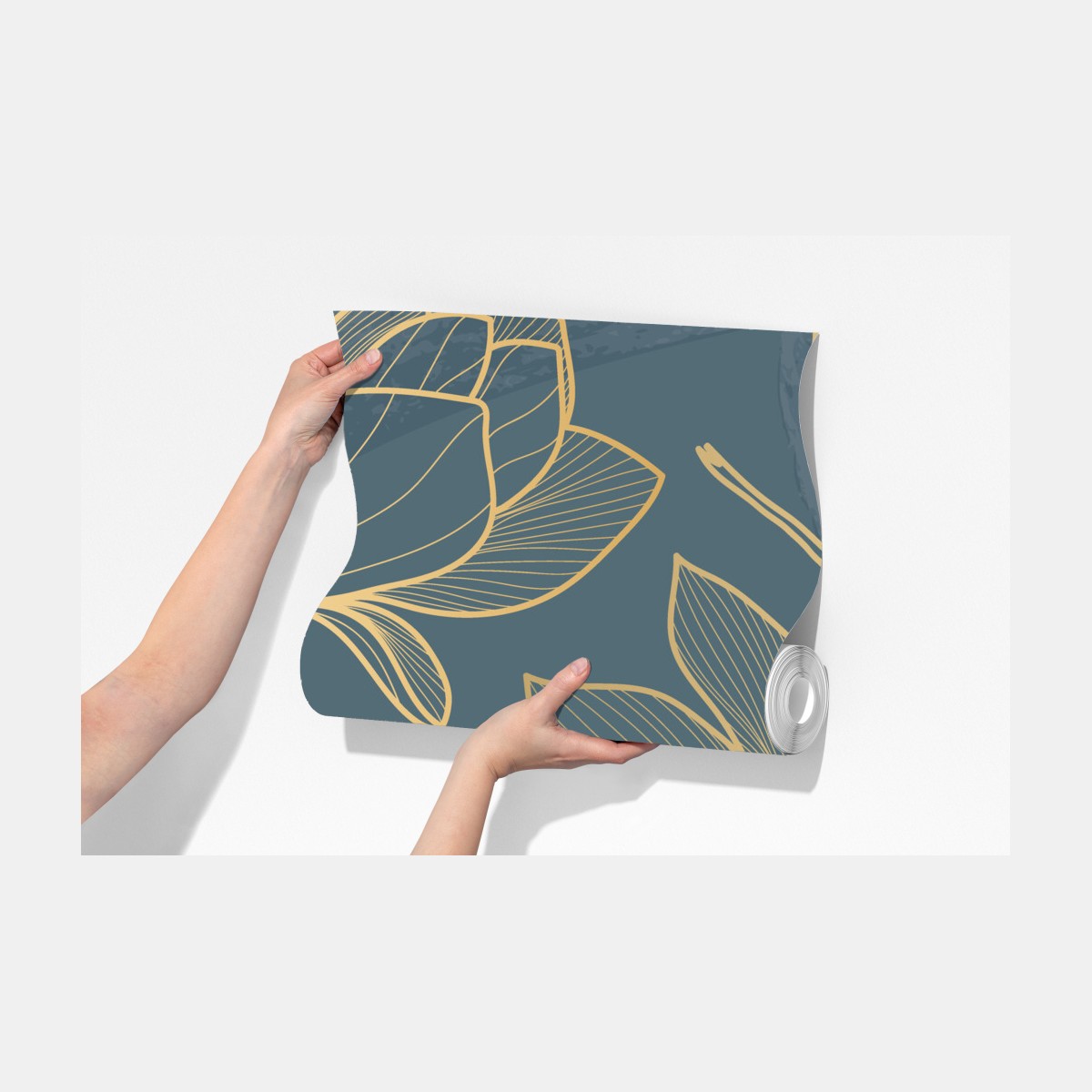 Fototapeta złota magnolia na turkusowym tle – Wallissimo® Fototapeta złota magnolia na turkusowym tle – Wallissimo®