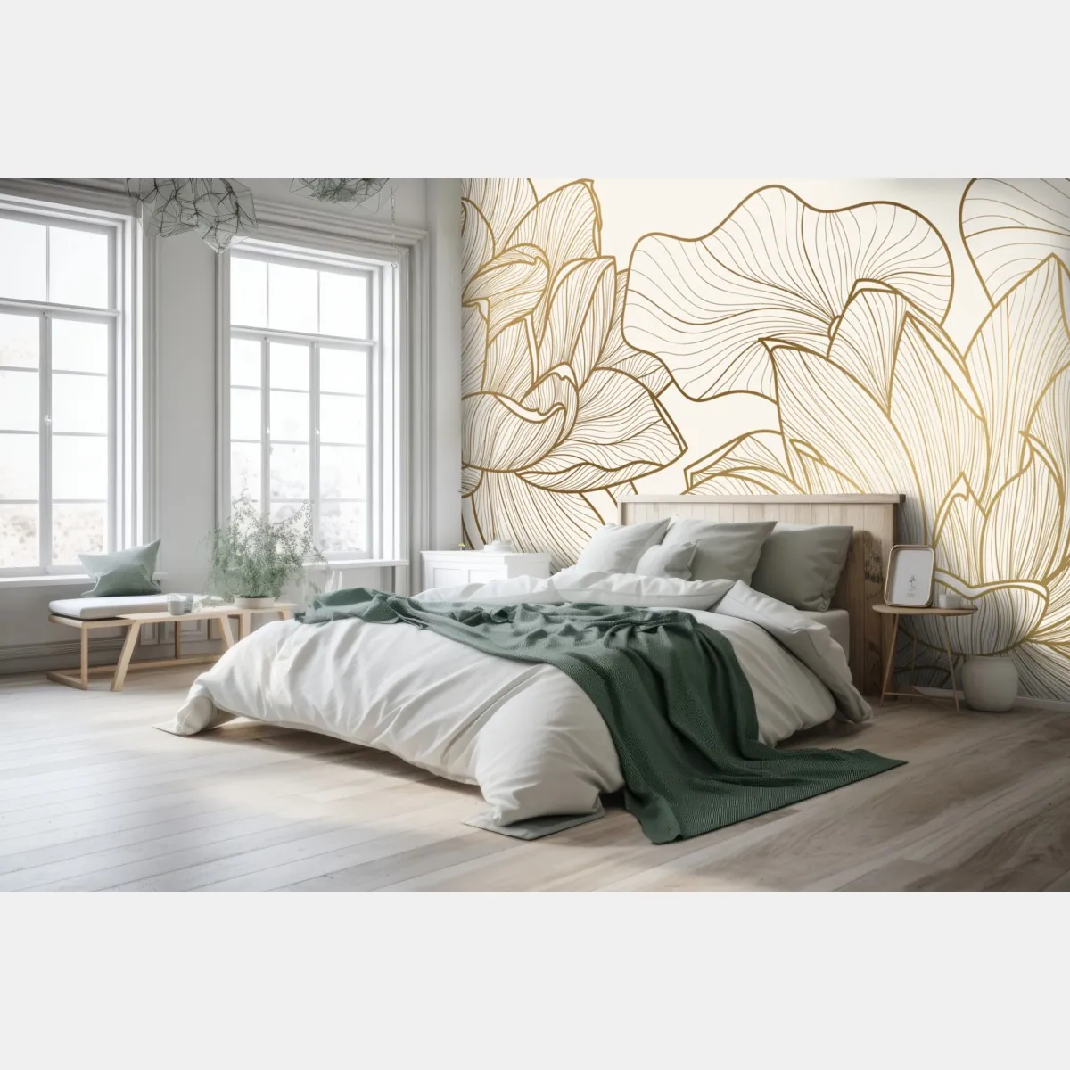 Fototapeta elegancka złota ilustracja kwiatowa – Wallissimo® Fototapeta elegancka złota ilustracja kwiatowa – Wallissimo®