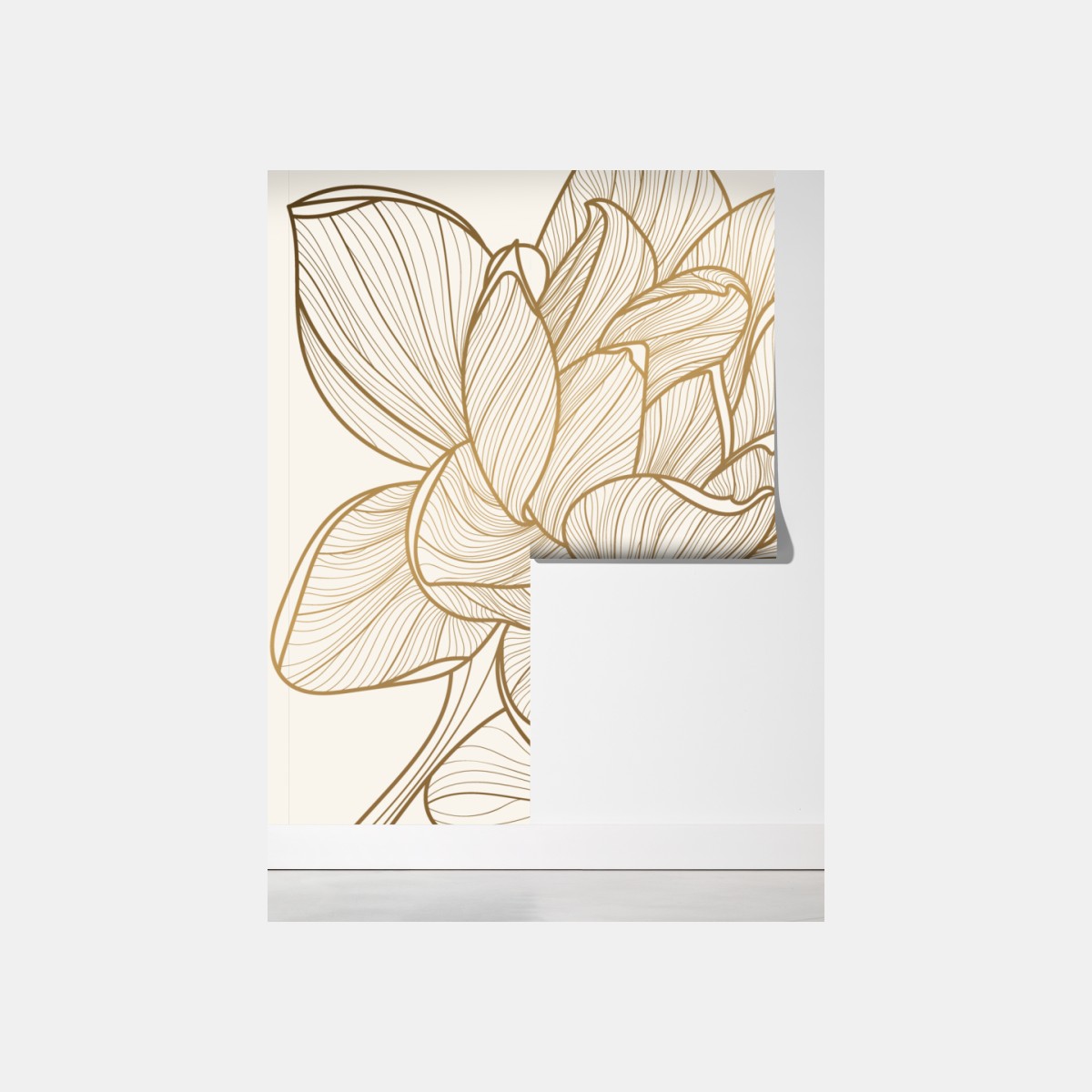 Fototapeta elegancka złota ilustracja kwiatowa – Wallissimo® Fototapeta elegancka złota ilustracja kwiatowa – Wallissimo®