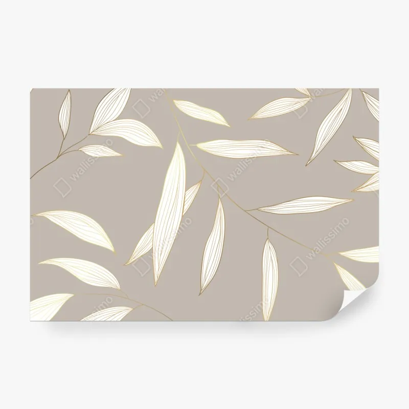 Fototapeta botaniczny wzór: delikatne kalie i liście monstery na szarym tle – Wallissimo®