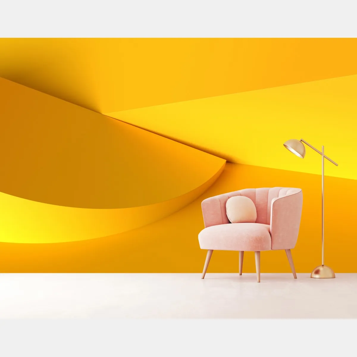 Fototapeta żółta geometryczna abstrakcja 3d – Wallissimo® Fototapeta żółta geometryczna abstrakcja 3d – Wallissimo®