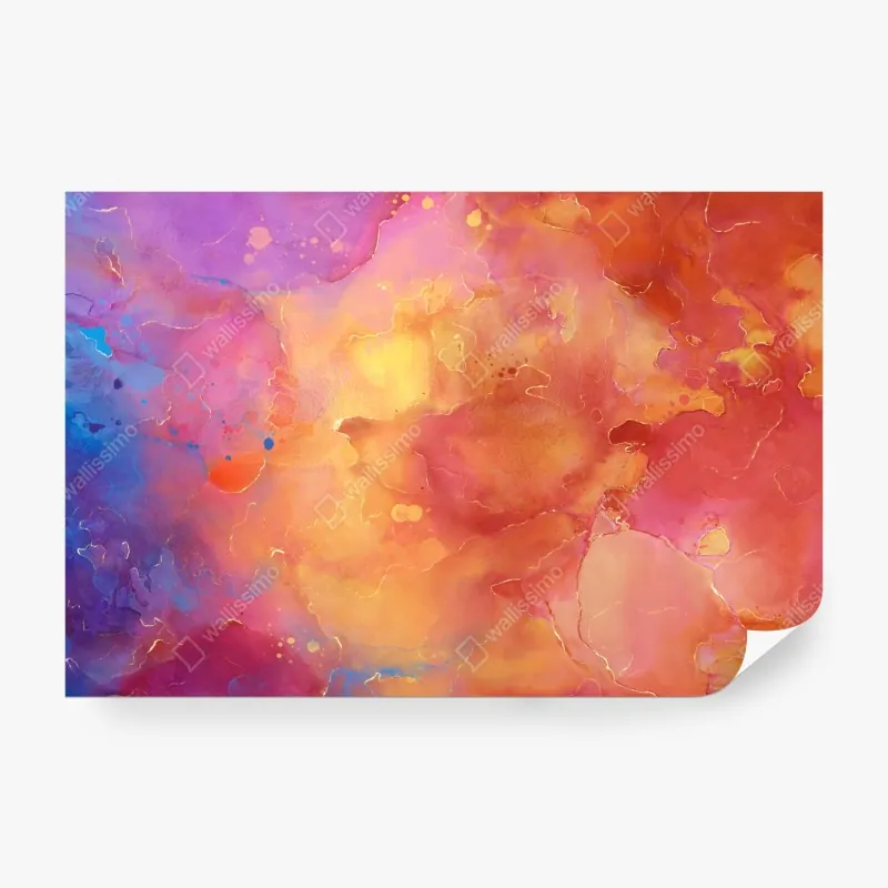 Wall mural vibrant watercolor abstract in warm hues