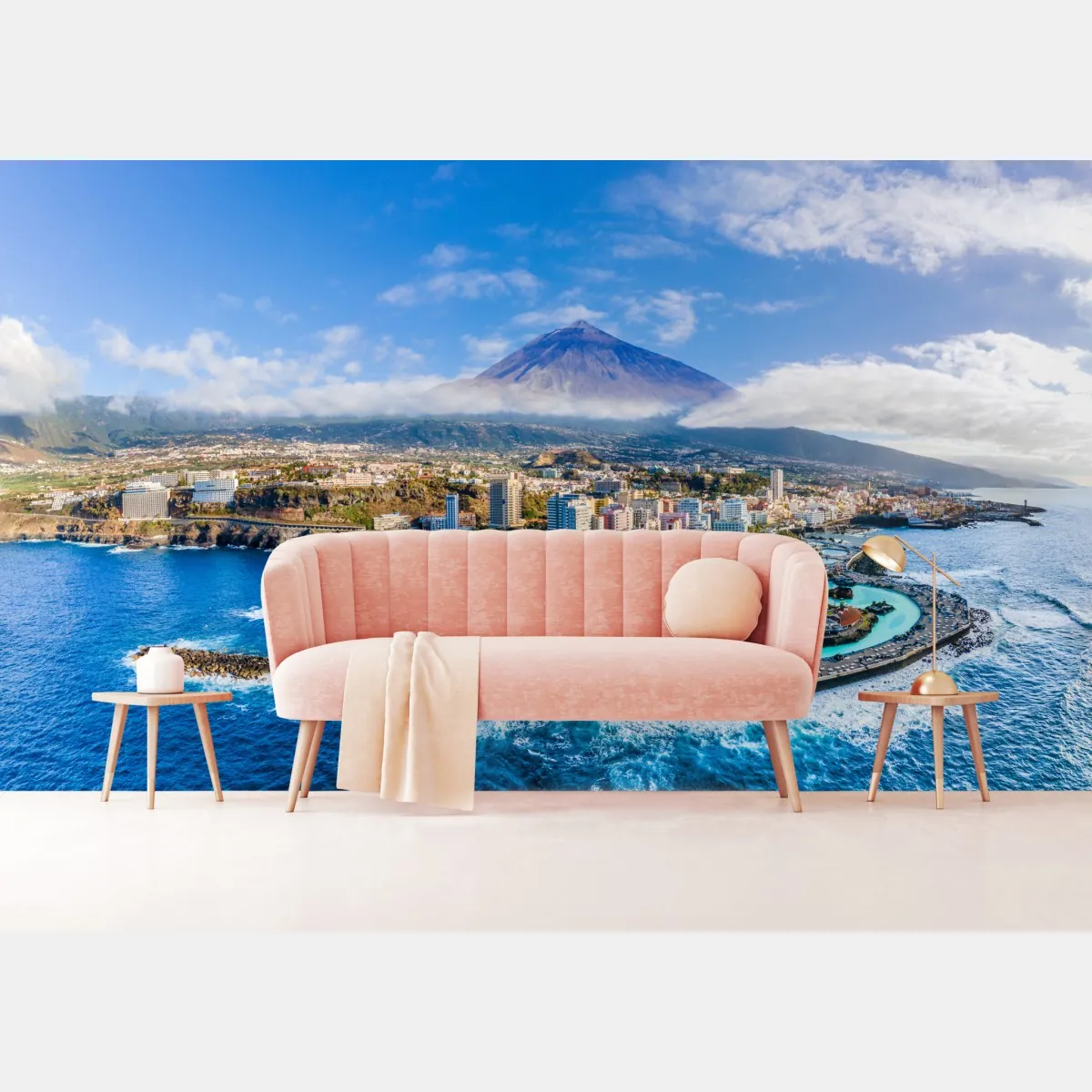 Fototapeta panorama lotnicza wybrzeża Teneryfy z wulkanem Teide – Wallissimo® Fototapeta panorama lotnicza wybrzeża Teneryfy z wulkanem Teide – Wallissimo®