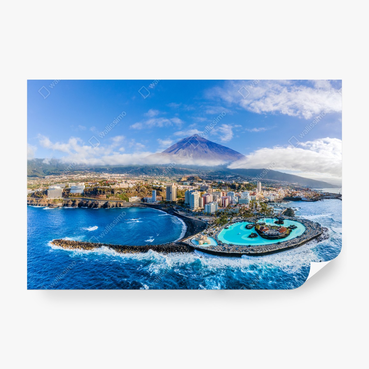 Fototapeta panorama lotnicza wybrzeża Teneryfy z wulkanem Teide – Wallissimo® Fototapeta panorama lotnicza wybrzeża Teneryfy z wulkanem Teide – Wallissimo®