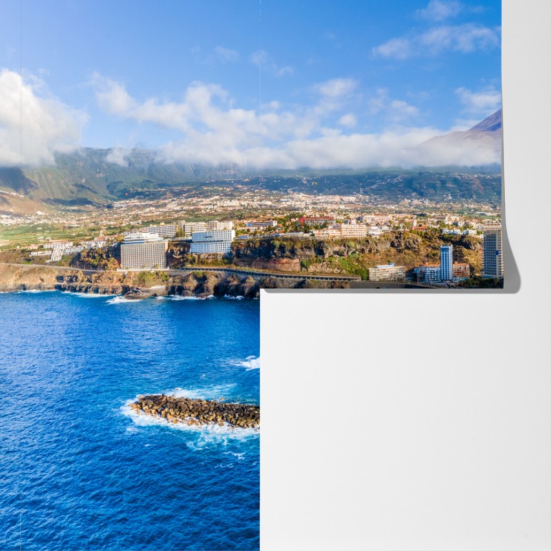 Fototapeta panorama lotnicza wybrzeża Teneryfy z wulkanem Teide – Wallissimo® Fototapeta panorama lotnicza wybrzeża Teneryfy z wulkanem Teide – Wallissimo®