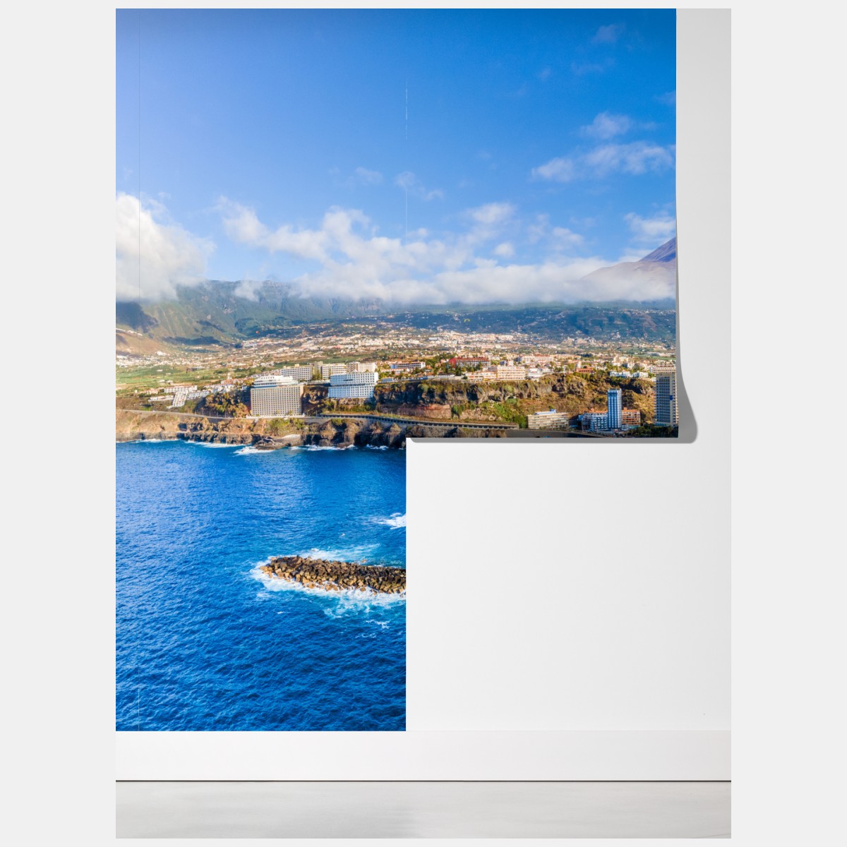 Fototapeta panorama lotnicza wybrzeża Teneryfy z wulkanem Teide – Wallissimo® Fototapeta panorama lotnicza wybrzeża Teneryfy z wulkanem Teide – Wallissimo®