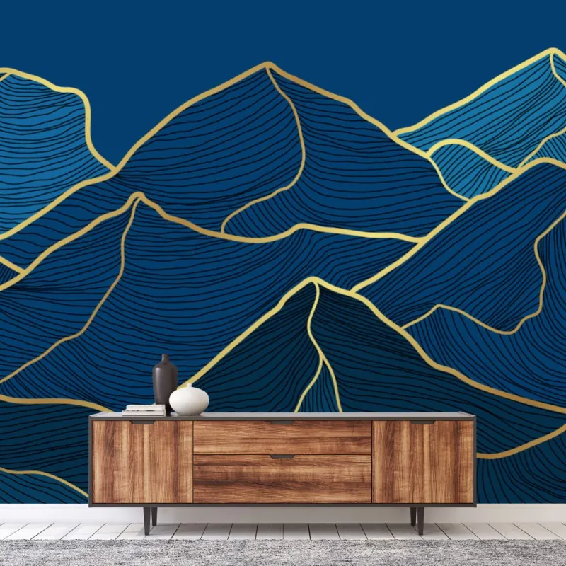 Wall mural golden line mountain landscape