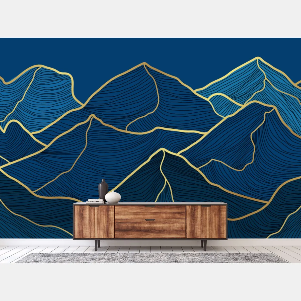 Fototapeta złote linie górskie na granatowym tle – Wallissimo® Fototapeta złote linie górskie na granatowym tle – Wallissimo®