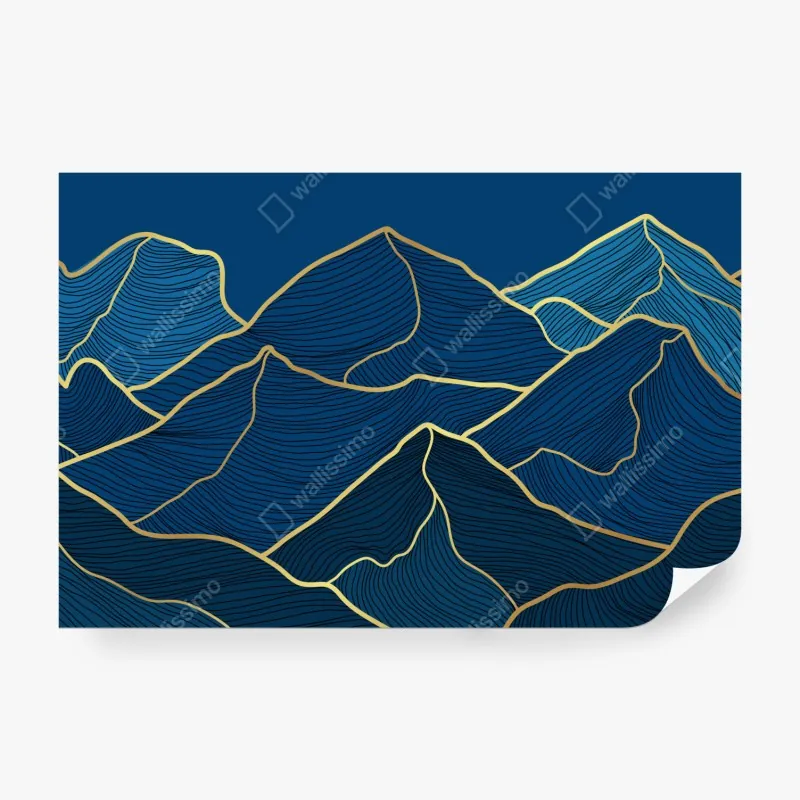 Wall mural golden line mountain landscape
