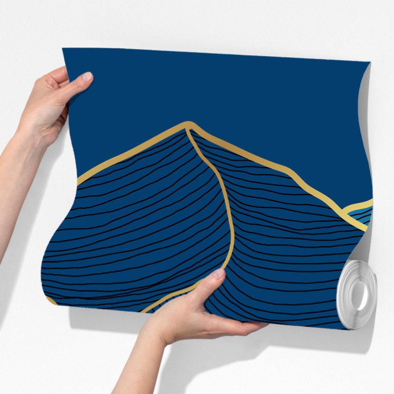 Fototapeta złote linie górskie na granatowym tle – Wallissimo® Fototapeta złote linie górskie na granatowym tle – Wallissimo®