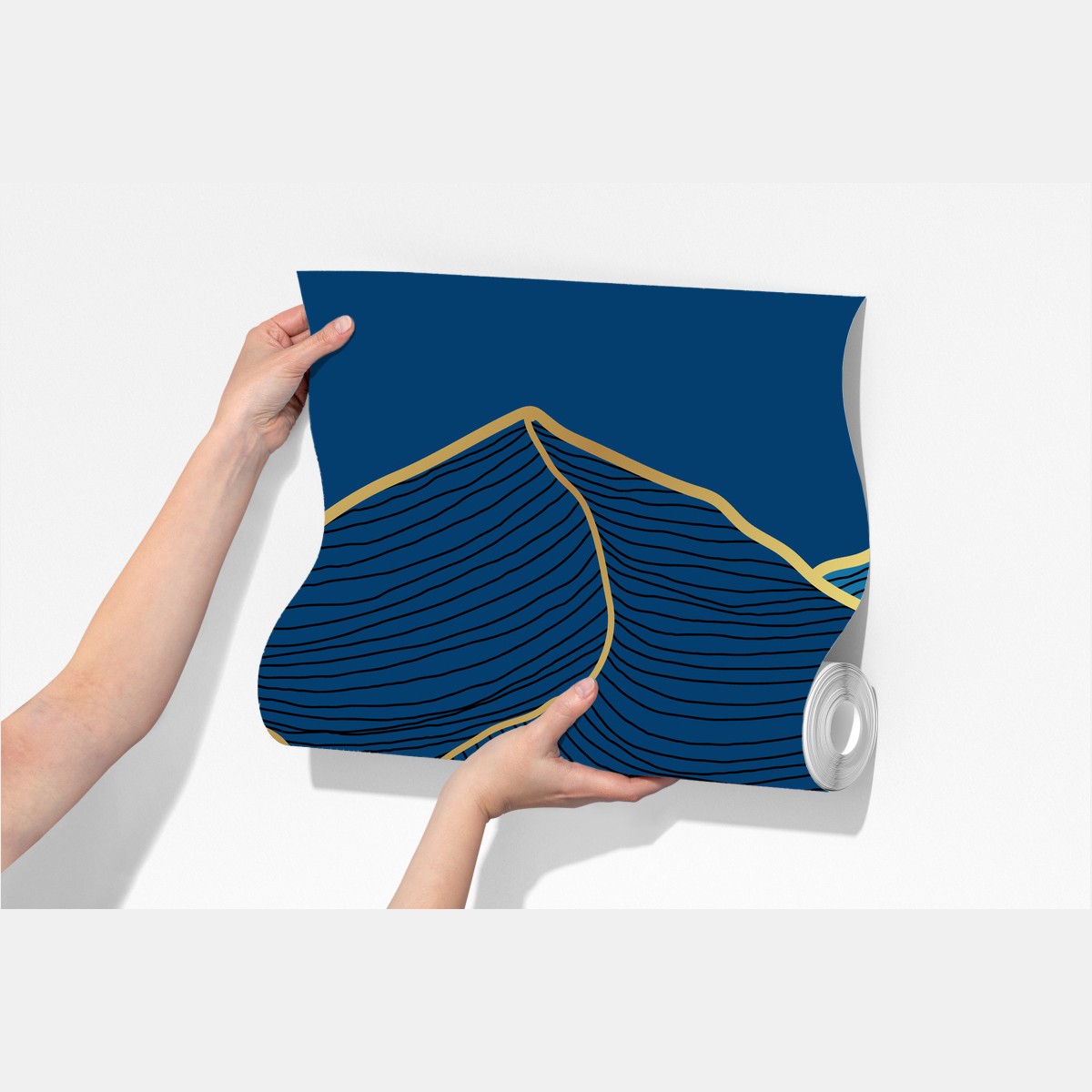 Fototapeta złote linie górskie na granatowym tle – Wallissimo® Fototapeta złote linie górskie na granatowym tle – Wallissimo®