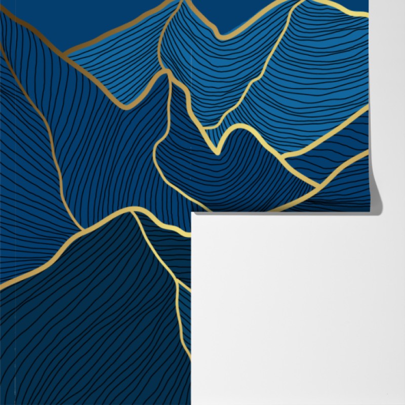 Fototapeta złote linie górskie na granatowym tle – Wallissimo® Fototapeta złote linie górskie na granatowym tle – Wallissimo®