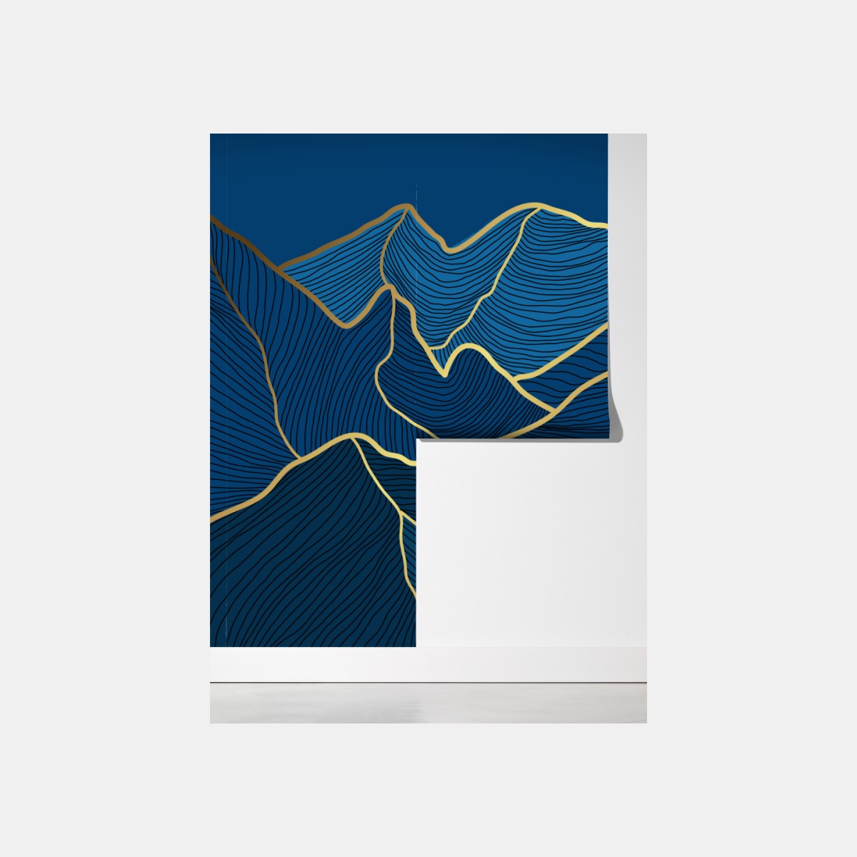 Fototapeta złote linie górskie na granatowym tle – Wallissimo® Fototapeta złote linie górskie na granatowym tle – Wallissimo®